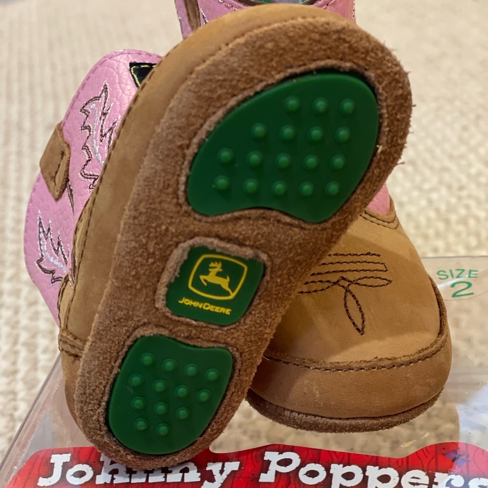 NWT John Deere Infant Johnny Popper Boots Girls Size 2 (3-6 months)